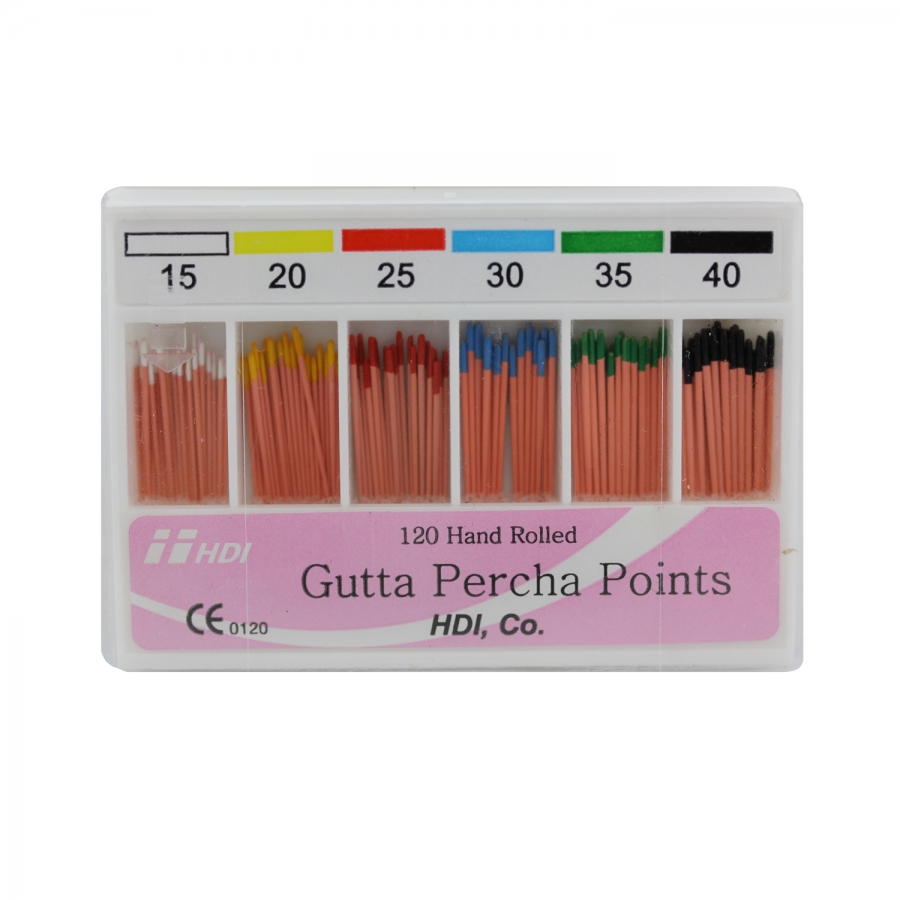 Gutta Percha, 002 taper, ISOsize, color coded, nr. 1580, 120 points/box