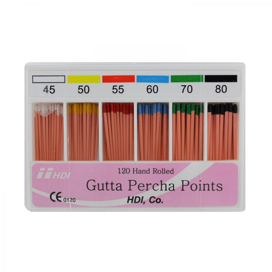 Gutta Percha, 002 taper, ISOsize, color coded, nr. 1580, 120 points/box